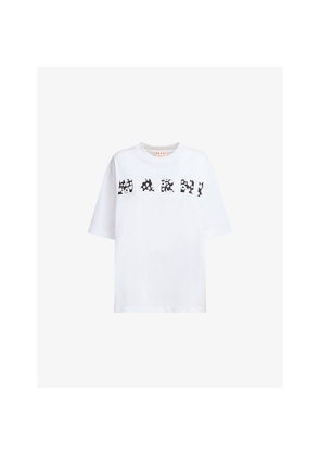 Womens Marni Pop Fields Logo-Print Relaxed Cotton-Jersey T-Shirt