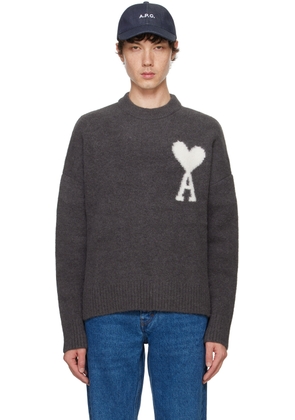 AMI Paris Gray Ami De Caur Sweater