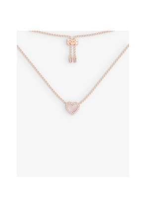 Womens Apm Monaco Heart 18ct Rose Gold-Plated Brass, Zirconia and Pink Nacre Pendant Necklace