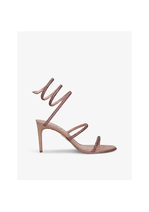 Womens Rene Caovilla Cleo 80 Crystal-Embellished Leather Heeled Sandals