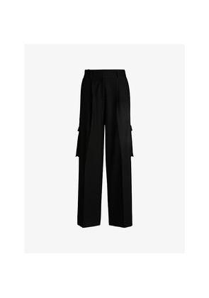 Womens Hugo Flap-Pocket Wide-Leg High-Rise Stretch-Woven Trousers