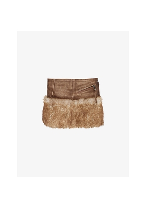 Womens Jaded London Raven Faux-Fur Embellishment Faux-Leather Mini Skirt