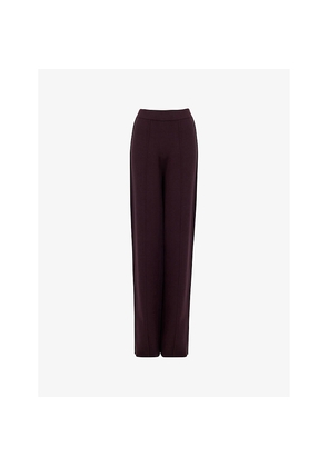 Womens Leem Pintuck-Detail Wide-Leg Mid-Rise Knitted Trousers