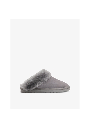 Womens Whistles Emilia Sheepskin-Cuff Suede Slippers