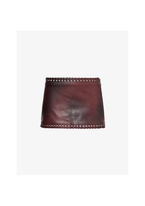 Womens Jaded London Lynx Stitch-Embellishment Faux-Leather Mini Skirt