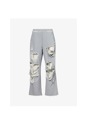 Womens Jaded London Monster Distressed Wide-Leg High-Rise Cotton-Jersey Jogging Bottoms