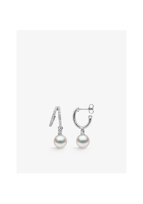 Womens Yoko London Jazz 18ct White-Gold, 0.57ct Brilliant-Cut Diamond and Akoya Pearl Drop Earrings