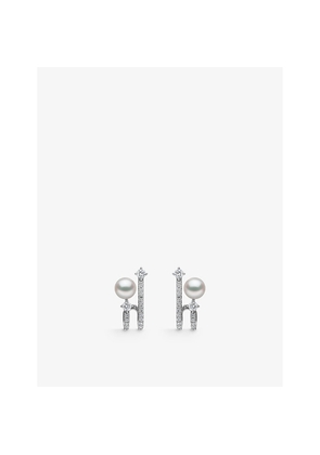 Womens Yoko London Jazz 18ct White-Gold Akoya-Pearl and Brilliant Round-Cut 0.75ct Diamond Earrings