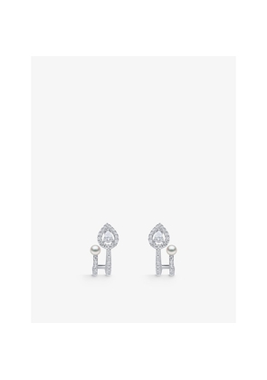 Womens Yoko London Baby Glitz 18ct White-Gold, Akoya-Pearl and Brilliant Pear-Cut 0.43ct Diamond Earrings