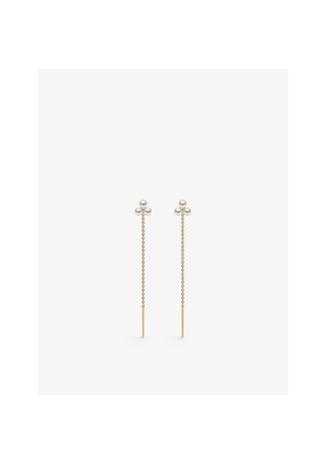 Womens Yoko London Trend 18ct Yellow-Gold, 0.04ct Brilliant-Cut Diamond and Freshwater Pearl Threader Earrings