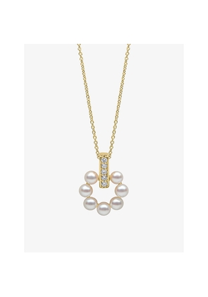 Womens Yoko London Eclipse 18ct Yellow-Gold, 0.09ct Brilliant-Cut Diamond and Akoya Pearl Pendant Necklace