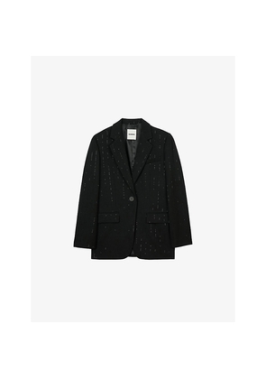 Womens Sandro Notched-Lapel Single-Breasted Woven Blazer