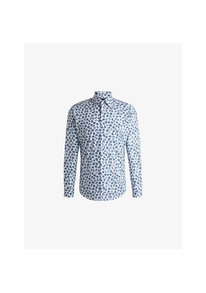 Mens Boss Abstract-Print Regular-Fit Stretch-Cotton Shirt