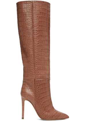 Paris Texas Pink Croc Stiletto Tall Boots