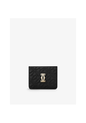 Womens C De Cartier Logo-Embellished Leather Card Holder