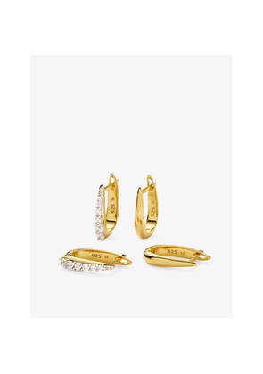 Womens Missoma Claw Huggies 18ct Yellow Gold-Plated Vermeil Sterling-Silver and Zirconia Earring Set