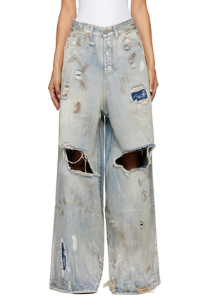 VETEMENTS Blue Trashed Big Shape Jeans