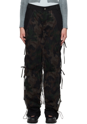 Andersson Bell Black Camouflage Mesh Layered Tying Trousers