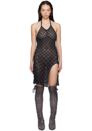 Isa Boulder Black Halter Neck Midi Dress