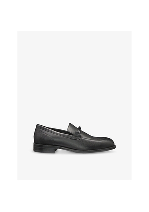 Mens Boss Brand-Plaque Leather Loafers