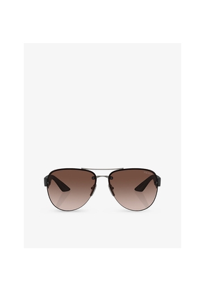 Womens Prada Linea Rossa Ps 55Ys Pilot-Frame Metal Sunglasses