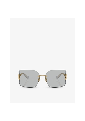 Womens Miu Miu Mu 54Ys Square-Frame Metal Sunglasses