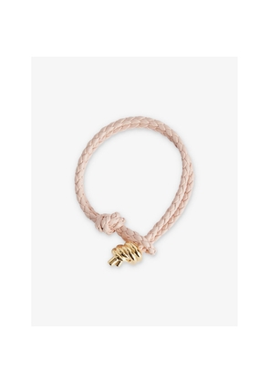 Womens Bottega Veneta Chain-Knot 18ct Yellow Gold-Plated Sterling-Silver Braided Leather Bracelet