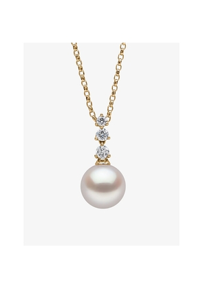 Womens Yoko London Diamond Classic 18ct Yellow-Gold, Akoya-Pearl and 0.14ct Triple-Diamond Necklace
