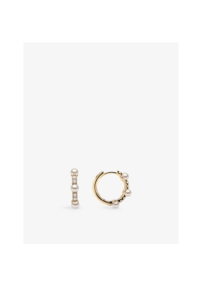 Womens Yoko London 18ct Yellow-Gold, Akoya-Pearl and Brilliant Round-Cut 0.177ct Diamond Hoop Earrings