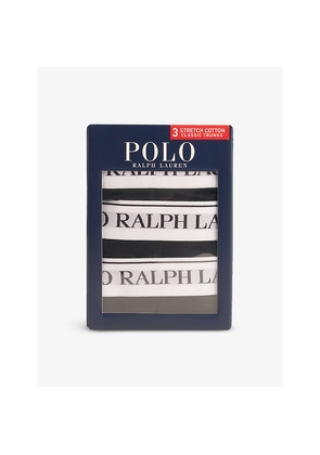 Mens Polo Ralph Lauren Logo-Waistband Classic-Fit Pack Of Three Stretch-Cotton Trunks