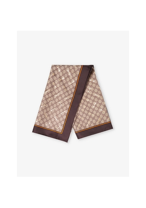 Womens Gucci Gg Monogram-Print Horsebit Silk Scarf