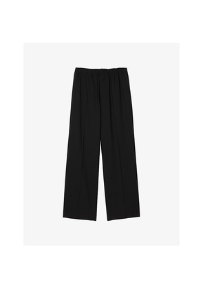 Mens Sandro Elasticated-Waist Wide-Leg Stretch Wool-Blend Trousers