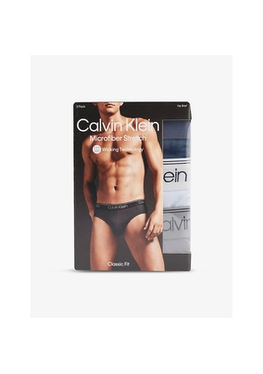 Mens Calvin Klein Microfiber Stretch Classic-Fit Low-Rise Pack Of Three Stretch-Jersey Briefs