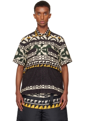 sacai Black & Green Knit Print Shirt