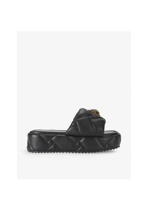 Womens Kurt Geiger London Kensington Eagle-Embellished Leather Flatform Sandals