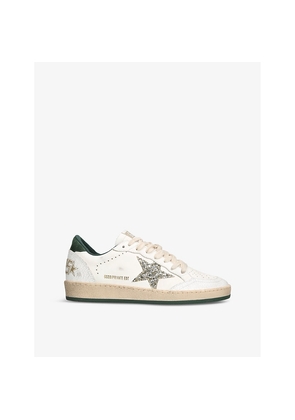 Womens Golden Goose Ballstar Glitter-Embellished Leather Low-Top Trainers