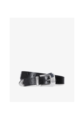 Womens The Kooples Buckle-Embellished Leather Belt