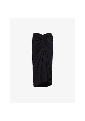 Womens Dries Van Noten Twisted Asymmetric Cotton-Jersey Midi Skirt