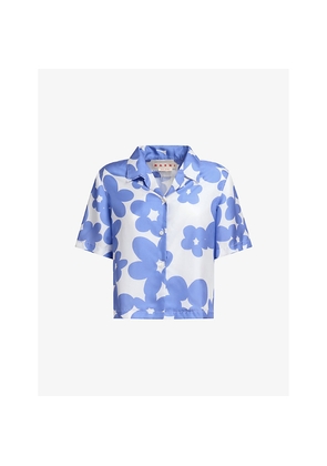 Womens Marni Floral-Print Silk Bowling Shirt