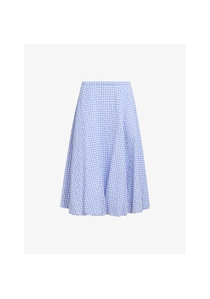 Womens Marni Seersucker Checked-Pattern Woven Midi Skirt