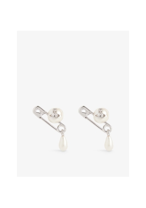 Womens Vivienne Westwood Jewellery Claude Platinum-Plated Brass Stud Earrings