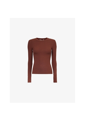 Womens The Nap Co Ribbed Long-Sleeves Stretch-Woven T-Shirt