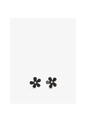 Womens Marni Flower Pop Black-Enamel and Brass Earrings
