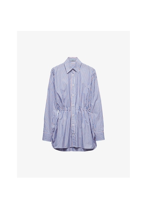 Womens Prada Striped Drawstring-Waist Cotton Shirt
