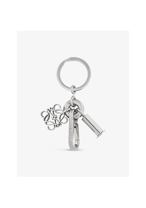 Womens Loewe Anagram Silver-Tone Brass Keyring