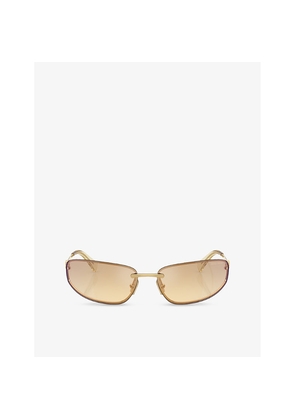 Womens Miu Miu Mu A50S Oval-Frame Metal Sunglasses