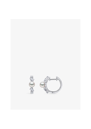 Womens Yoko London Baby Glitz 18ct White-Gold, Akoya-Pearl and Brilliant Round and Pear-Cut 0.37ct Diamond Hoop Earrings