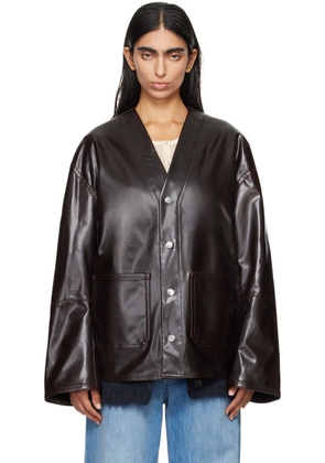 Nanushka Brown Edee Vegan Leather Jacket
