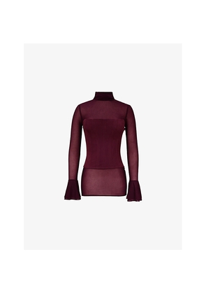 Womens Mistress Rocks High-Neck Long-Sleeve Corseted Mesh Top