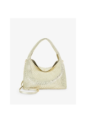 Womens Dune Deliberate Large Metallic Woven Shoulder Bag